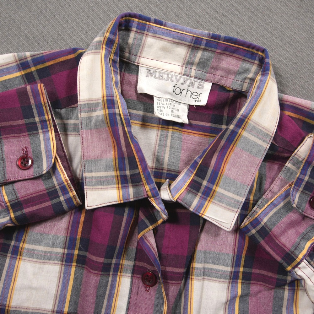 Vintage 90s Western Cowgirl Mervyns Plaid Long Sleeve Women Shirt XL Retro Rodeo